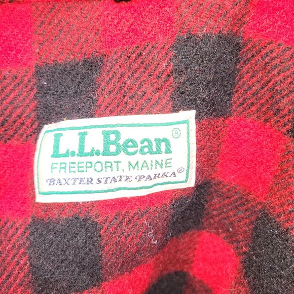 Vintage LL Bean Baxter State Parka Red with Plaid lining Size Large - Picture 8 of 11
